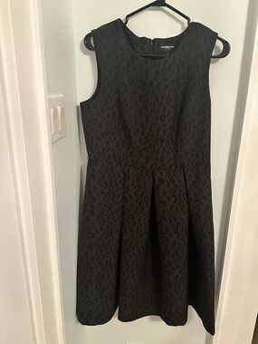 Liz Claiborne Black Leopard Jacquard Fit-and-Flare Dress